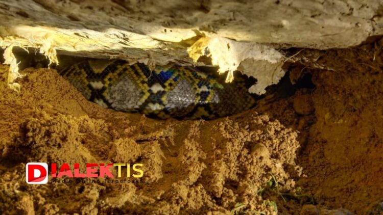 Usai Hujan Piton Muncul di Selokan, Kagetkan Warga Pinisi 2