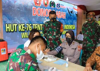 Sambut HUT TNI, Kodim/0908 BTG Gelar Baksos Donor Darah