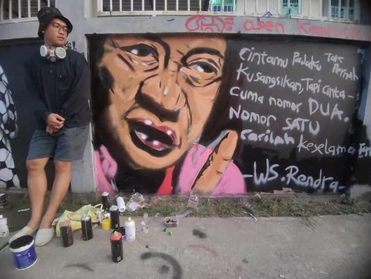 Ada Mural di Simpang Bukit Indah, Seniman Ini Aktor di Belakangnya