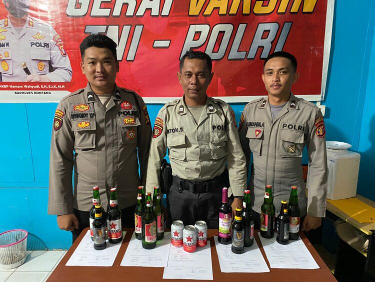OPS Miras, Razia Lima Lokasi, Polres Bontang Sita 12 Botol dan 3 Kaleng Bir