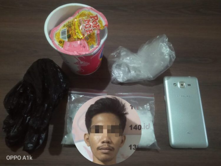 Pemuda Tanjung Laut Ini Diciduk, Barbuk Sabu Dibungkus dalam Gelas Pop Mie