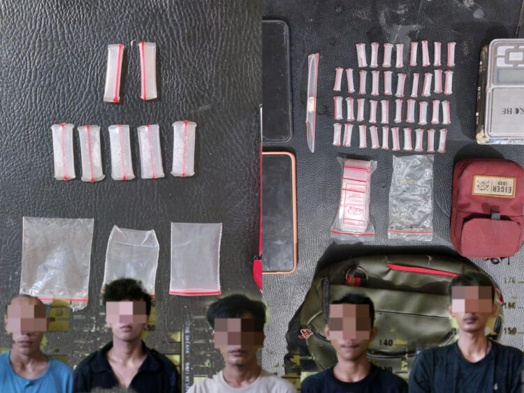 Polsek Bontang Selatan Kembali Penjarakan 5 Orang Pemain Sabu, BB 38 Poket