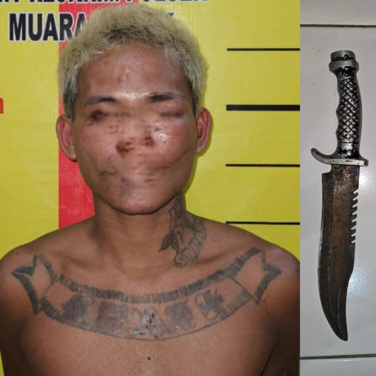 Salah Pilih Lawan! Pria Bertato Acungkan Sangkur, Ternyata Hadapi Polisi