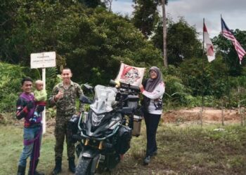 Tempuh 1100KM Biker Asal Bontang Tiba di Perbatasan Indonesia Malaysia, Bawa Anak