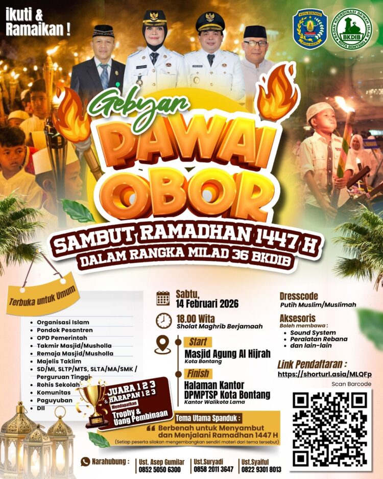 14 Februari Langit Bontang Akan Dihiasi Ribuan Cahaya Obor, Berikut Rutenya