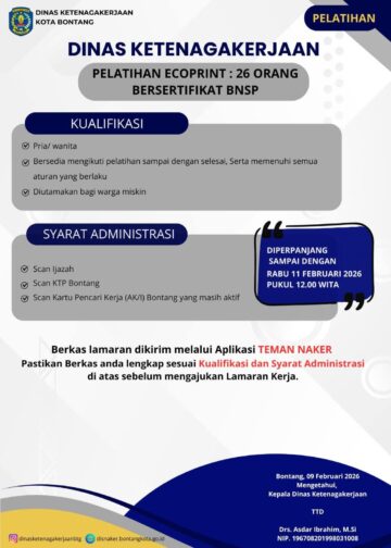 Pendaftaran Diperpanjang, Disnaker Bontang Masih Buka Kesempatan Pelatihan Ecoprint