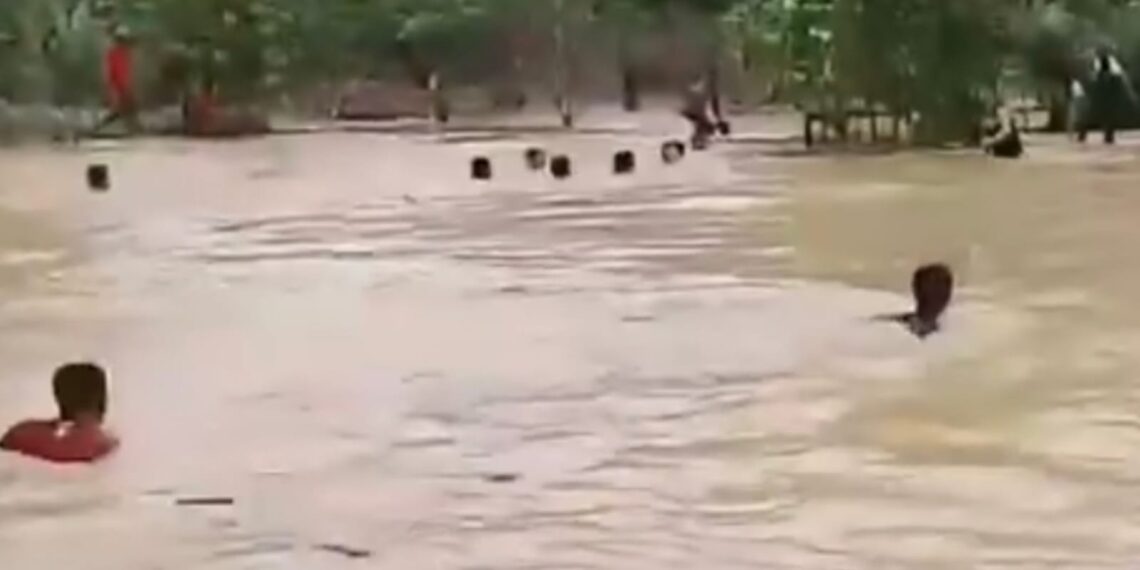 Beredar Video Dua Remaja Tewas Akibat Main Batang Kayu Saat Banjir di Bontang