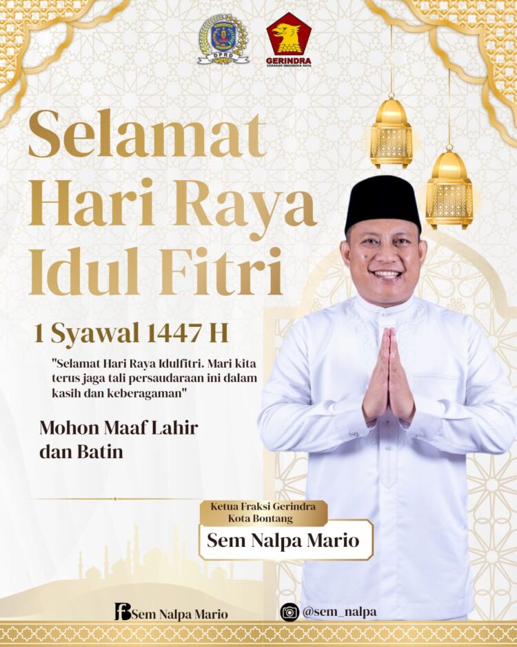 Anggota DPRD Bontang Sem Nalpa Mario Mengucapkan Selamat Idul Fitri1447 H/2026