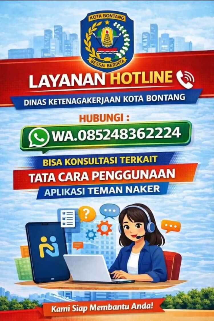 Disnaker Bontang Sediakan Hotline WhatsApp untuk Bantu Pengguna Aplikasi Teman Naker