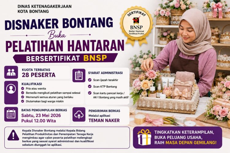Disnaker Buka Pelatihan Hantaran Bersertifikat BNSP, Sediakan Kuota untuk 28 Peserta