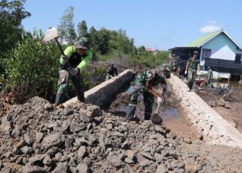 Masuk Tahap Penimbunan, Satgas TMMD Kebut Pembuatan Badan Jalan di Bontang Kuala