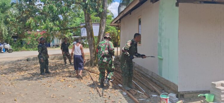 Hampir Rampung, Pengerjaan RTLH TMMD di Anggana Masuki Tahap Pengecatan