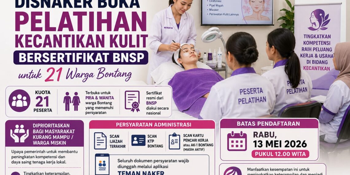 Disnaker Buka Pelatihan Kecantikan Kulit Bersertifikat BNSP untuk 21 Warga Bontang