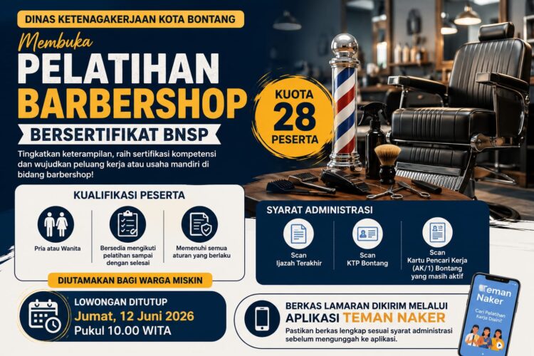 Disnaker Bontang Buka Pelatihan Barbershop Bersertifikat BNSP, Tersedia Kuota 28 Peserta