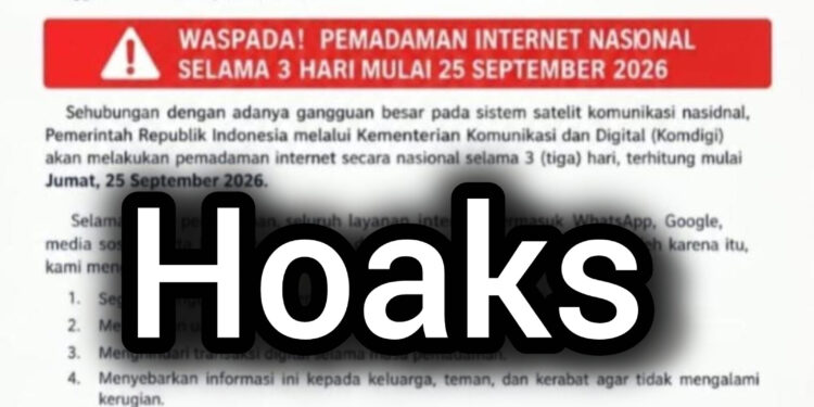 Kemkomdigi: Surat Peringatan Pemadaman Internet 25-27 September Hoaks