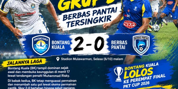 Bontang Kuala Vs Berbas Pantai 2-0, TLI Lolos Perempat Final Dampingi BK 