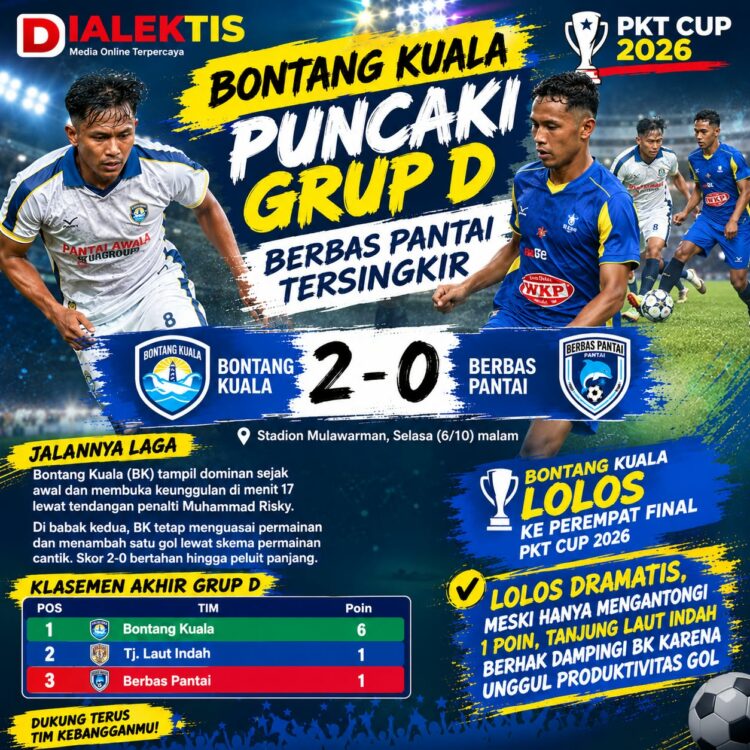 Bontang Kuala Vs Berbas Pantai 2-0, TLI Lolos Perempat Final Dampingi BK 